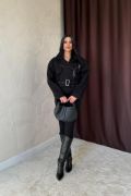 Siyah Kuşgözü Kaşe Manto resmi